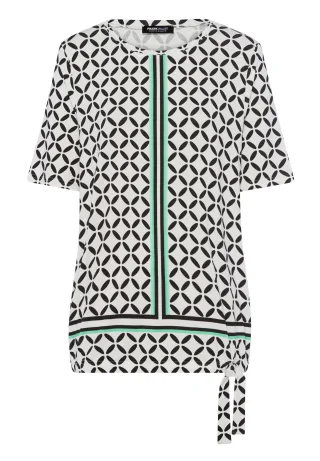 FRANK WALDER - T-Shirt NOS mit Bindebanddetail paradise green/ecru/schwarz - Gr. - 46