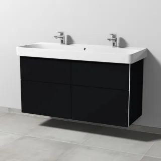 Sanipa 3way Waschtischunterbau zu Geberit Smyle Square Waschtisch mit 4 Auszügen, Schwarz-Matt BS67308