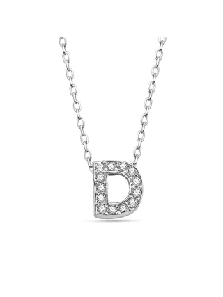 Dkeniz Anhänger mit Kette Buchstabe D 925/- Sterling Silber