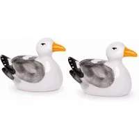 finehomegarden Teichfigur Möwe Porzellan schwimmend Schwarz-Weiß 2er Set Teichdekoration, (Set, 2-St., 2 tlg), H10,5cm Schwimmende Möwen für Miniteich Wasserschale & Gartenteich