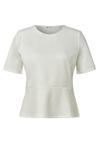 Street One - T-Shirt mit Schößchen weiß - Gr. - 34