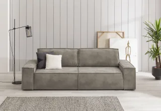 Home affaire 3-Sitzer "SHERWOOD Schlafsofa (257cm) Cord, Samtvelours, Vintage-Lederoptik" Schlaffunktion mit Bettkasten (ca. 136/200cm)