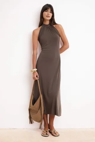 Damen-Midikleid, ärmellos, flach, lässig/alltagstauglich