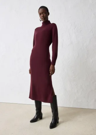 bonprix Strickkleid aus Merinowolle, rot, Gr.40/42 (M), tailliertes Rollkragenkleid aus reiner Merinowolle in Premium Qualität, aus Merino