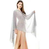 Zaewry Modeschal Glänzender Modeschal, Damen-Strass-Schal, modischer Chiffon-Schal, Stola für Abendkleider