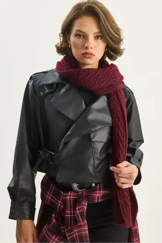 Oversized Crop Kunstlederjacke