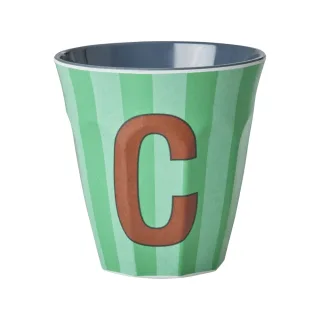 Rice Melamin Becher Buchstabe C / Streifen / Blau 250ml