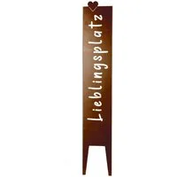 UNUS GARDEN Gartenstecker Gartenstecker groß Schild Lieblingsplatz Metallschild (1-St., ca. 115 x 19,5 cm (HxB), Rostoptik) Edelrost Gartenschild Dekospruch Deko Lieblingsplatz