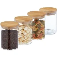 relaxdays Vorratsglas 4er Set Vorratsgläser mit Deckel 750 ml, Glas