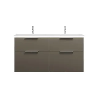 Burgbad Mineralguss Waschtisch-Set Eqio Grau Hochglanz/Alpinweiss, SEZG122F2010C0001 SEZG122F2010C0001