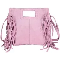 MIRROSI Umhängetasche Damen Crossbody Bag, Echtleder Made In Italy, wunderschöne Fransen (23x24x7cm) aus Wildleder