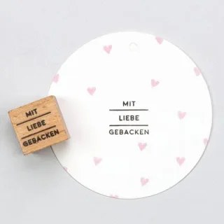 Perlenfischer Text-Stempel: MIT LIEBE GEBACKEN
