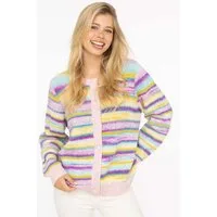 Zwillingsherz Strickjacke "Kleine Streifen" mit Knöpfen und Wollanteil