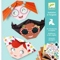 DJECO Kreativset Origami Bastelset Lustige Gesichter Papier Falten ab 4 Jahren