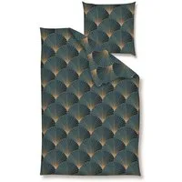 Nanette Bettwäsche Baumwolle, Renforcé, 2 teilig, Fächerstruktur, blau, gold