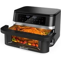WELLENT Heißluftfritteuse DUAF-LR-100A, 2950 W, XXL 12 L Airfryer, 2 Garzonen, Sichtfenster, SYNC, DUAL, 8 Programme