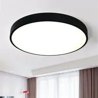style home LED Deckenleuchte Metall Deckenlampe 12W/24W/36W/48W/96W, Runde/Quadratisch, LED fest integriert, Warmweiß 3000K ohne Fernbedienung, 48W, Ø50*4cm, Runde Lampe für Wohnzimmer Schlafzimmer Küche, Schwarz