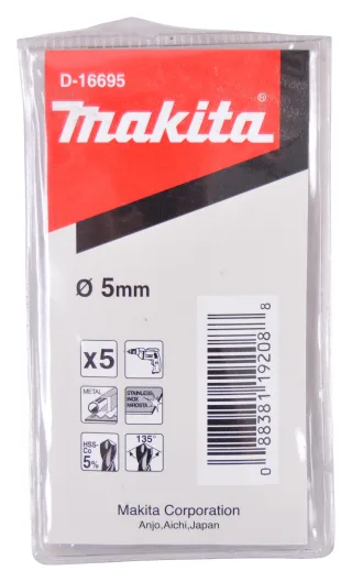Makita HSS Co Metallbohrer, Ø 5,0mm - Länge 86mm - 5 Stück - D-16695