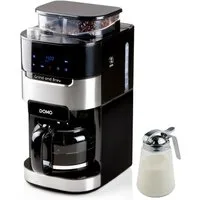 Domo Filterkaffeemaschine, 12 Tassen Glaskanne mit Timer & Mahlwerk für Bohnen, Pulver geeignet