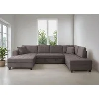 Trends by HG Wohnlandschaft Moritz U-Form, B: 324 cm, mit Bettfunktion, Bettkasten & Zierkissen