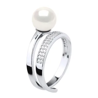 Ringschmuck - Echte Süßwasser-Zuchtperle, rund 8-9 mm