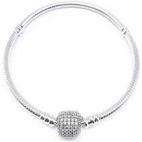 PANDACHARMS Charm-Armband mit Pavé Verschluss, aus 925er Sterling Silber, Länge 16-21cm