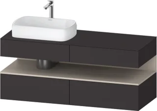 Duravit Qatego Konsolenwaschtischunterbau wandhängend Graphit Supermatt 1400x550x600 mm - QA47650918 QA4765091800010