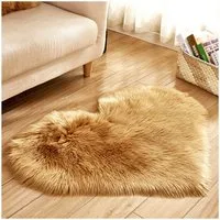Sunicol Hochflor-Teppich Kunstfell Herz Teppich, Weich Plüsch, Flauschig Fußmatte Badematte, Herzform 40cm*50cm, Waschbar Weicher Shaggy Flauschige Langflor Badteppich