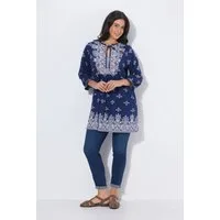 Ulla Popken T-Shirt Shirt-Tunika A-Linie Tunika-Ausschnitt 3/4-Arm
