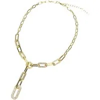 Ella Jonte Gliederkette, goldfarbene Y-Halskette mit Strass – Elegante Gliederkette