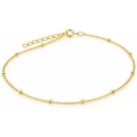 LÖB Fußkette 925 Silber 585 Gold vergoldet Fußkette Fußkettchen Kugel Perlen Dünn (Geschenke für Frauen Beste Freundin Mutter Mama Damen zum Geburtstag Weihnachten Weihnachtsgeschenke), Modern Minimalistisch Geometrisch Fußschmuck Einfach Verstellbar
