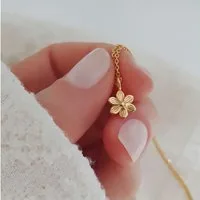 SCHOSCHON Kette mit Anhänger Kette Blüte minimalistisch - 925 Silber (Blume, Schmuck), floral