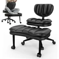 Patbrela Bürostuhl Bürostuhl mit Kreuzbeinen, 360° drehbar, Ergonomischer Kniestuhl, Criss Cross Schreibtischstuhl mit Verstellbarer Höhe, Cloud PU-Leder