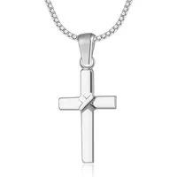 NAHLE Kette mit Anhänger Kreuz Silberkette Kreuz Kette (inkl. Schmuckbox), 925 Silber / rhodiniert