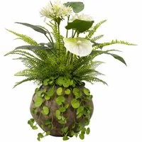 Kunstpflanze Blumengesteck künstlich weiß grün, UNUS HOME, Höhe 67 cm, Kunstblume, Kunstpflanze, Gesteck mit Vase