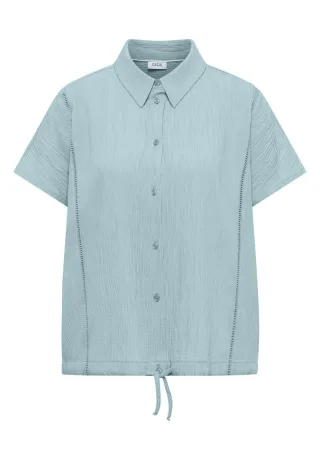 Cecil - Kurzarmbluse mit Tunnelzug blau - Gr. - XL