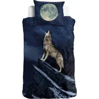 ESPiCO Bettwäsche Wolf Vollmond, Renforcé, 2 teilig, Raubtier, Sterne, Mond