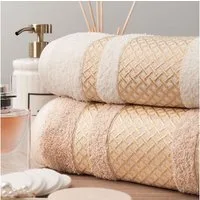 JESSIS TEX Handtuch Set Handtuch Set "EDEL" JESSIS TEX Baumwolle Beige mit Goldene Bordüre, (Set), modernes Muster, Edel Handtücher mit Bordüre, 100% Baumwolle