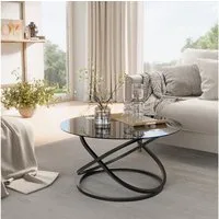 Vicco Couchtisch Calgary, Schwarz Hochglanz, 79.5 x 46.5 cm mit Glasfläche (1-St)