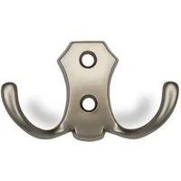 SO-TECH® Garderobenhaken LENA, Lochabstand 20 mm, zwei Größen, Metall massiv, Edelstahloptik matt, Höhe 48 mm, 2-fach, inkl. Schrauben