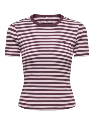 ONLY - ONLVAL S/S O-NECK STRIPE TOP JRS Fig - Gr. - S