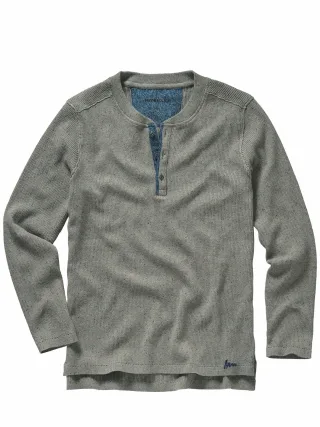 Mey & Edlich Herren Maschenwerk-Henley Grau 96 % Baumwolle, 4 % Polyester