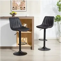 HOMCOM Barhocker Gepolstert Barstuhl mit Lehne (Set, 2 St., 2er Set), 360° drehbar, höhenverstellbar