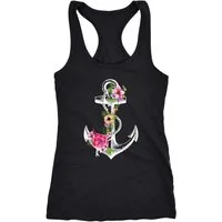 Neverless Tanktop Damen Tank-Top Blumen Anker Flower Anchor Watercolor Racerback
