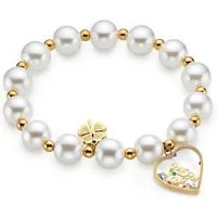 Firetti Armband Schmuck, Geschenk, Armschmuck, Herz und Kleblatt "MOM Love", mit Perle (synth)