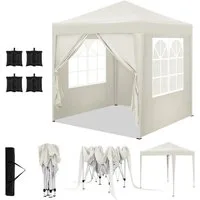 Woltu Faltpavillon, mit 4 Seitenteilen, 2x2 m, mit 4 Seitenteilen und 4 Sandsäcke, höhenverstellbarer