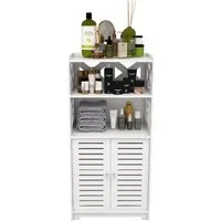 JEOBEST Badkommode Badezimmerschrank, Badschrank, Toilettenschrank, Platzsparendes Badmöbel, Weiß 75x22x36cm