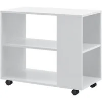 en.casa Beistelltisch, Älvdalen Couchtisch 60x70x35cm Rollbar mit Ablage Weiß