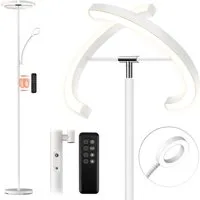 FIMEI Stehlampe 29W, mit Leseleuchte, Fernbedienung & Touch, LED fest integriert, Warmes Gelb, Warm Weiß, Neutralweiß, Kaltweiß, Moderne drehbare Stehlampe mit halbkreisförmigem Lichtring