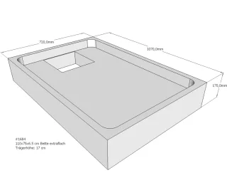 Neuesbad Wannenträger für Bette extraflach 110x75x6,5 SD22786